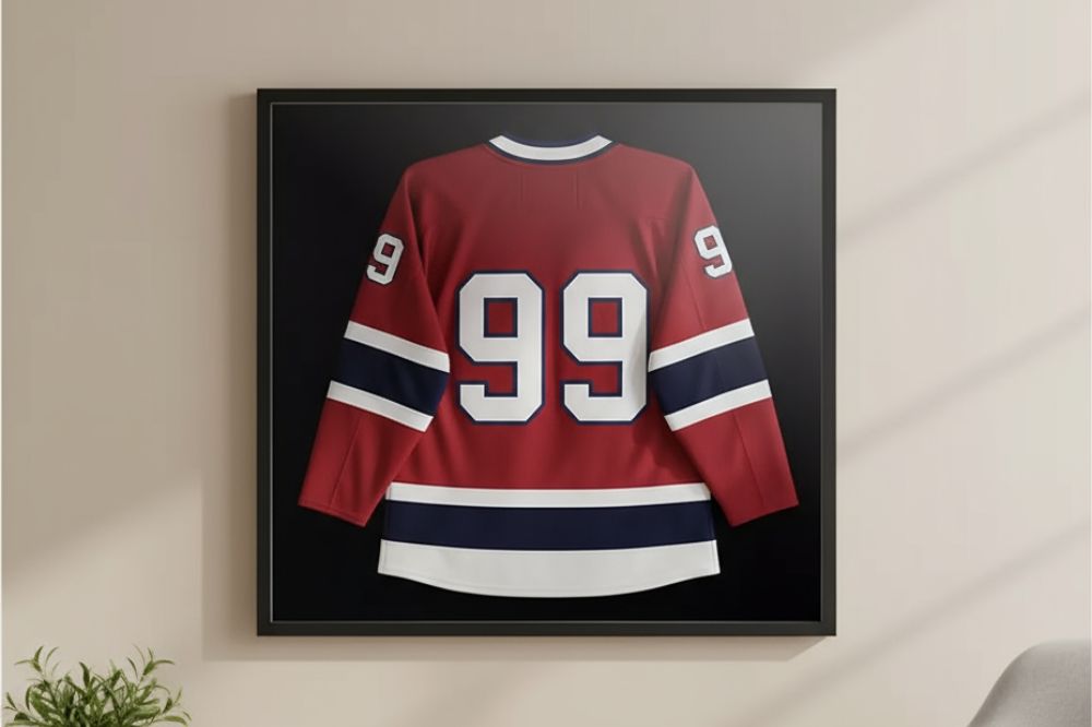Eingerahmtes Eishockey Trikot